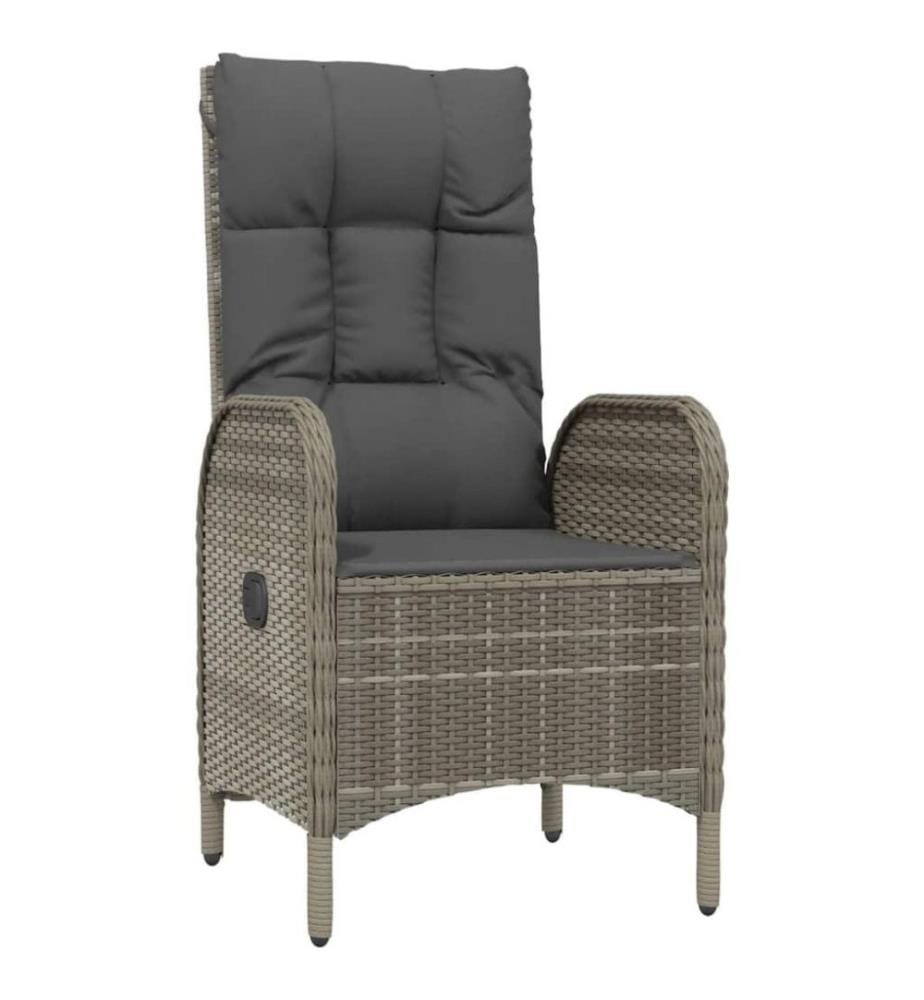 3-tlg. Garten-Essgruppe mit Kissen Grau Poly Rattan