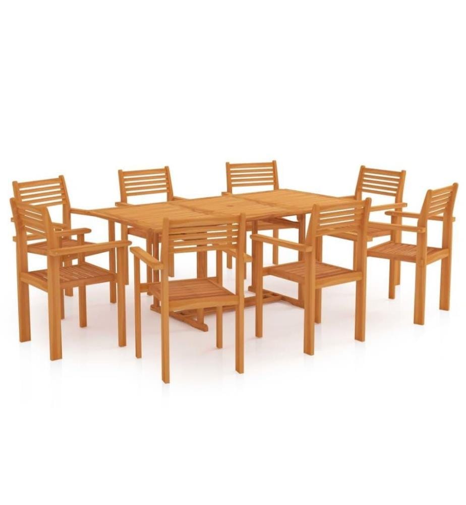 Ensemble de salle à manger de jardin 9 pcs Bois de teck massif