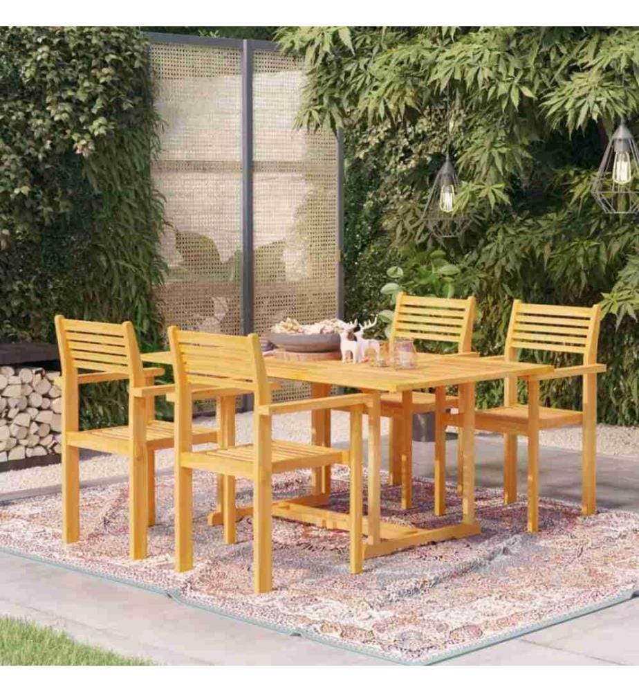 Ensemble de salle à manger de jardin 5 pcs Bois de teck massif