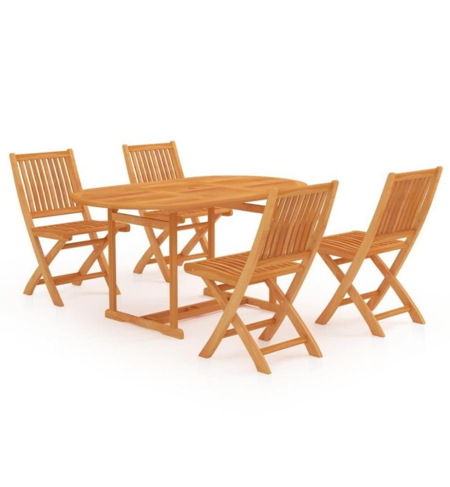 Ensemble de salle à manger de jardin 5 pcs Bois de teck massif