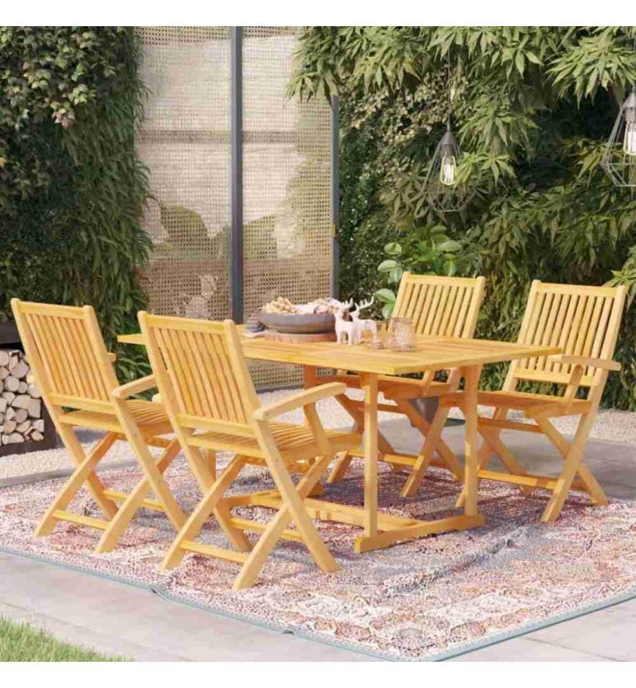 5-tlg. Garten-Essgruppe Massivholz Teak
