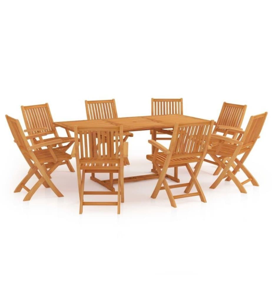 9-tlg. Garten-Essgruppe Massivholz Teak