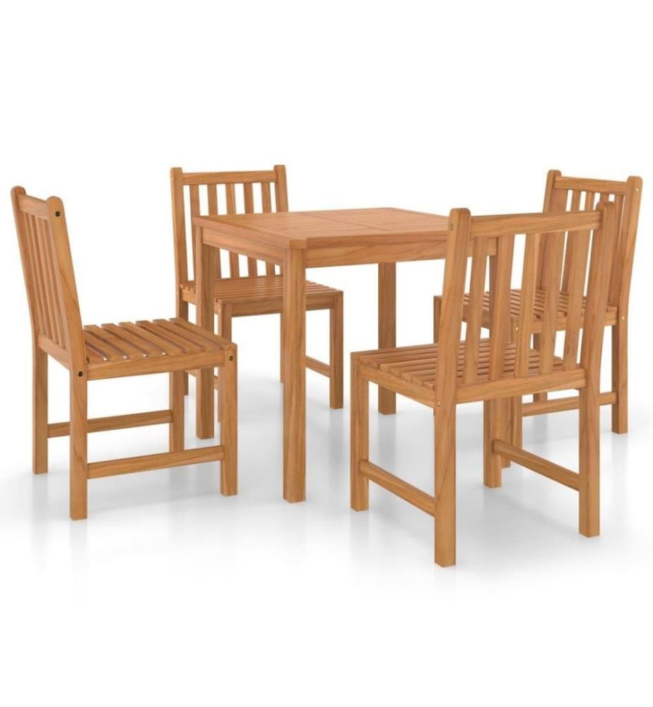 5-tlg. Garten-Essgruppe Teak Massivholz