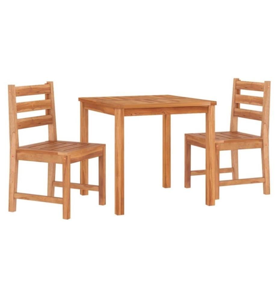 Ensemble à dîner de jardin 3 pcs Bois de teck massif