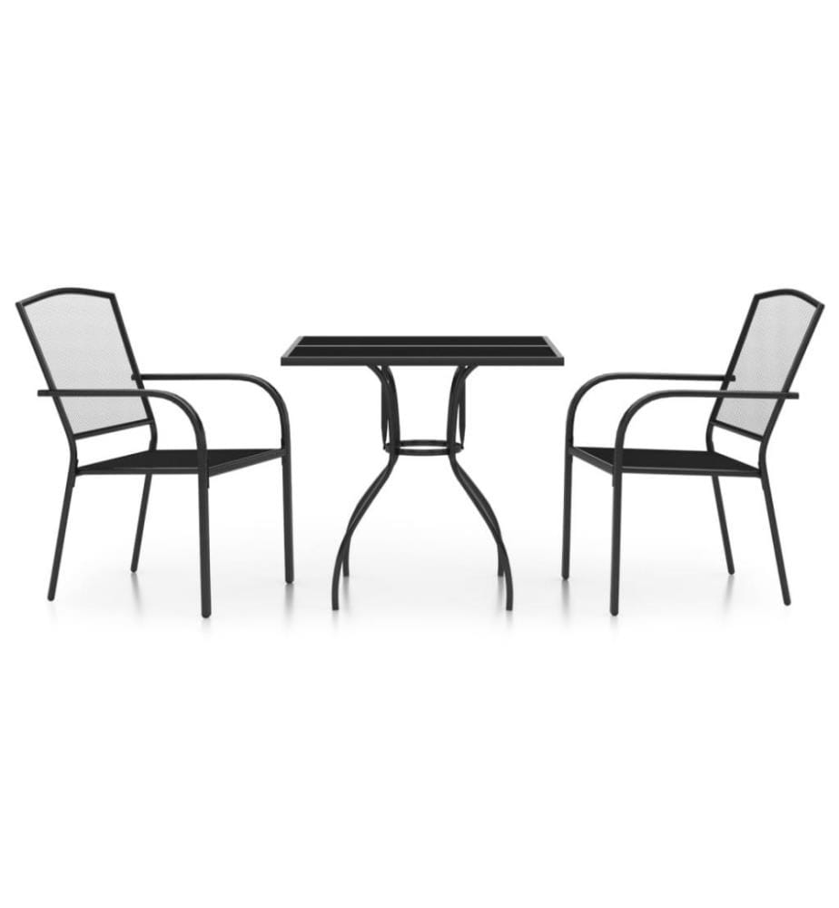 Ensemble de salle à manger de jardin 3 pcs anthracite acier