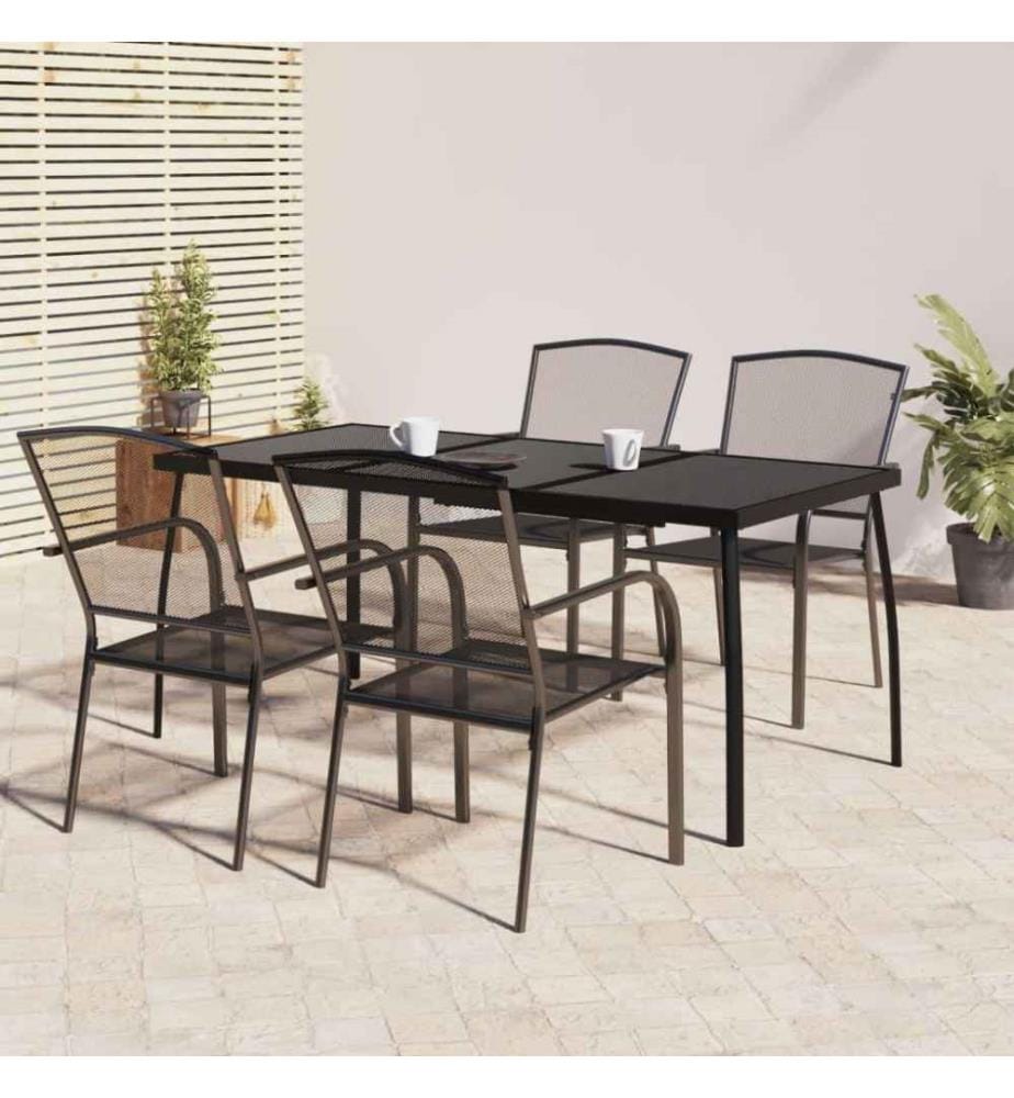 Ensemble de salle à manger de jardin 5 pcs anthracite acier