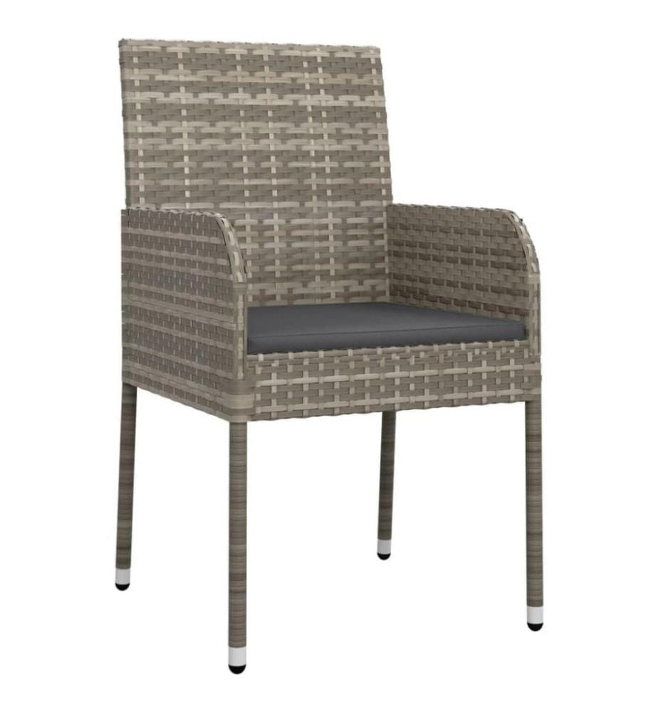 9-tlg. Garten-Essgruppe mit Kissen Grau Poly Rattan