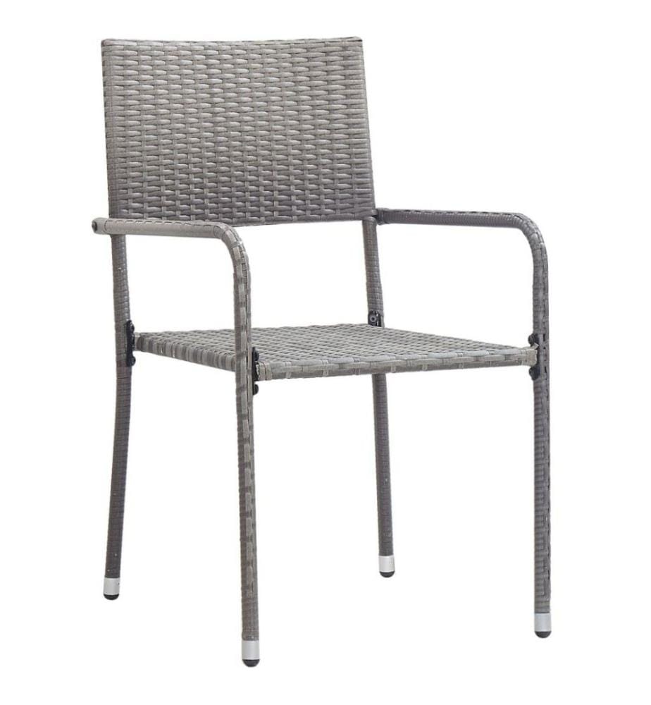 5-tlg. Garten-Essgruppe Poly Rattan Grau