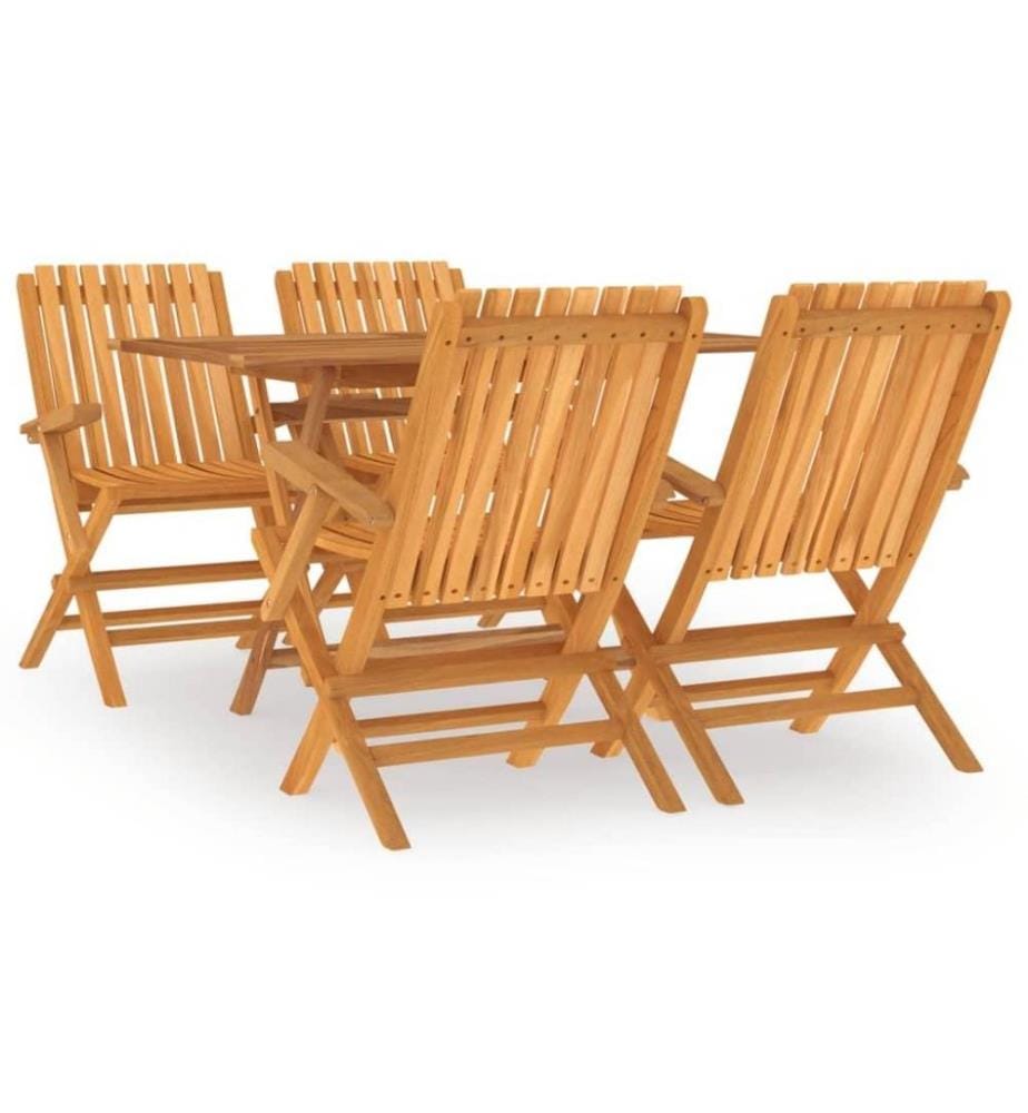 Ensemble à dîner de jardin 5 pcs Bois de teck massif