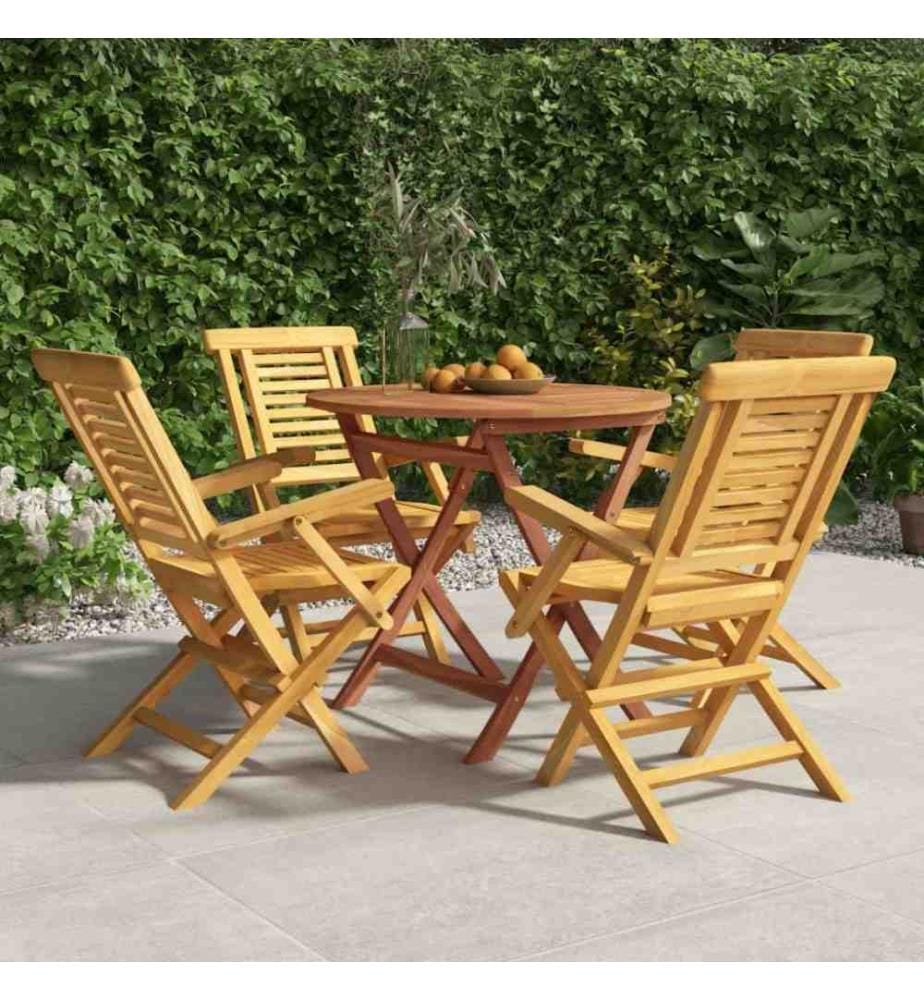 Ensemble à dîner de jardin 5 pcs Bois de teck massif