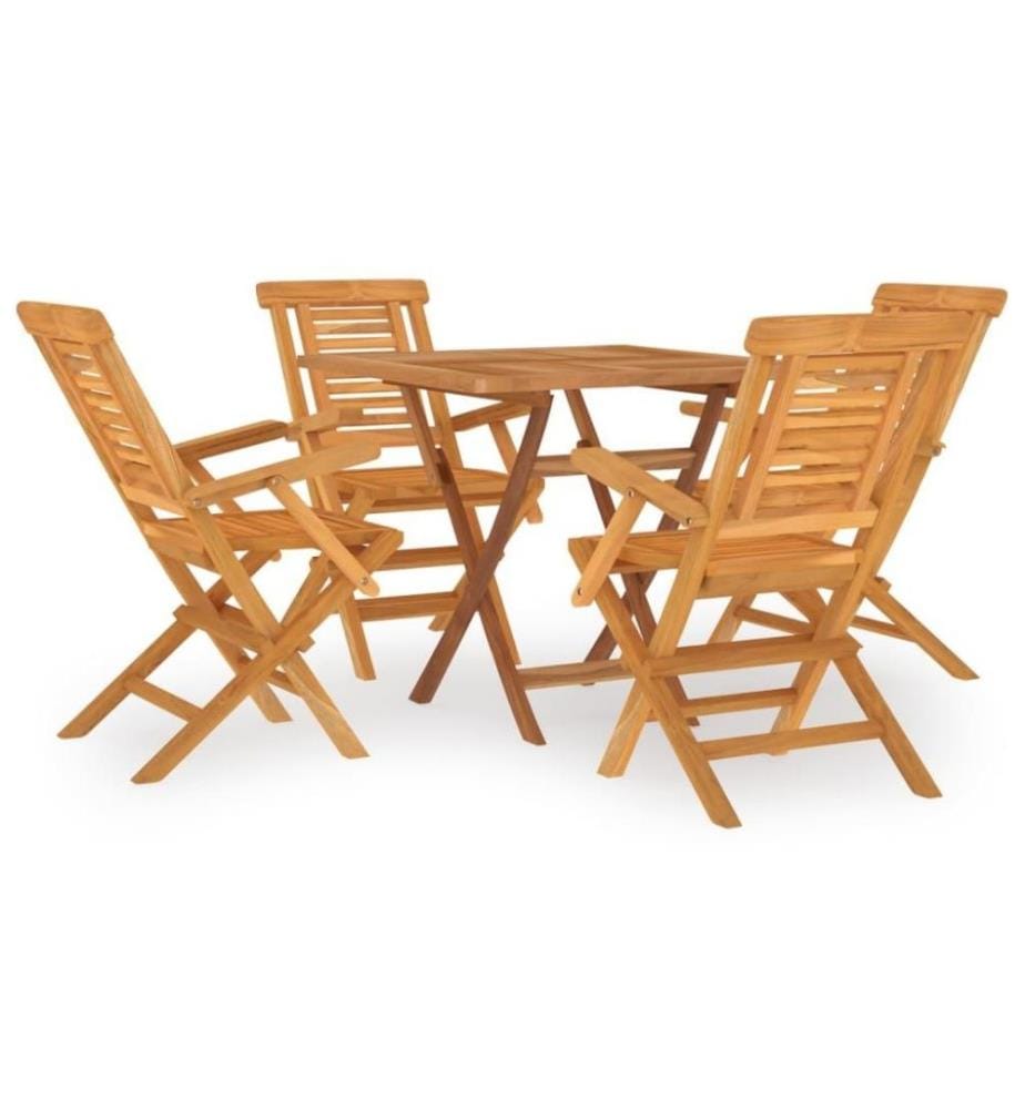 Ensemble à dîner de jardin 5 pcs Bois de teck massif
