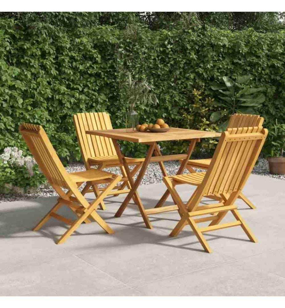Ensemble à dîner de jardin 5 pcs Bois de teck massif