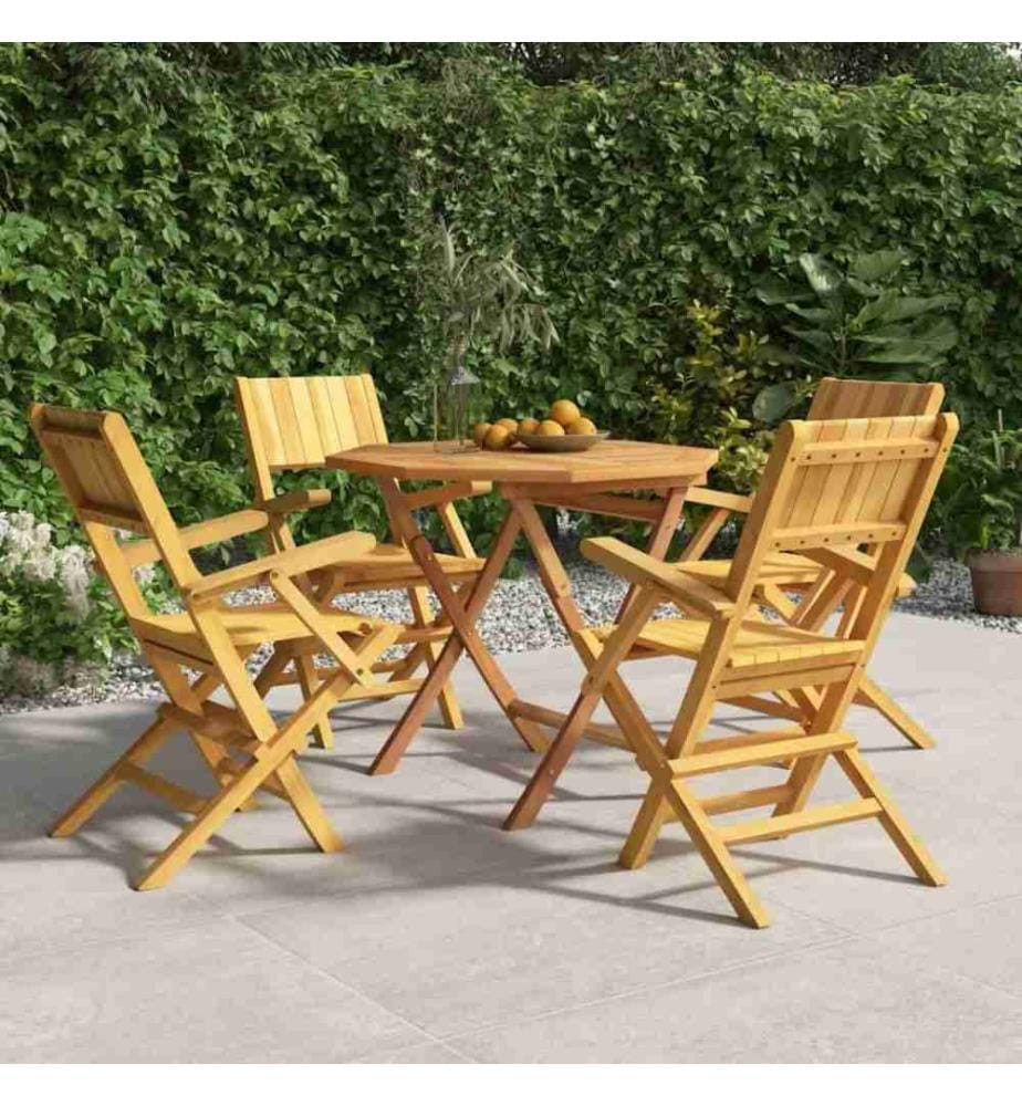 Ensemble à dîner de jardin 5 pcs Bois de teck massif