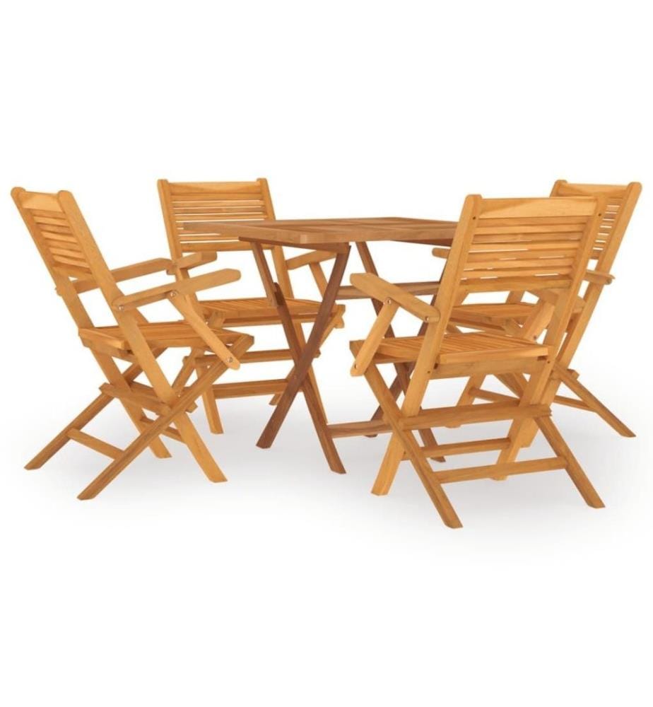 Ensemble à dîner de jardin 5 pcs Bois de teck massif