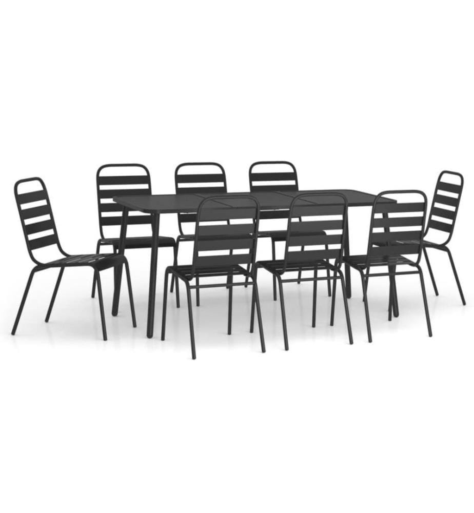 Ensemble de salle à manger de jardin 9 pcs anthracite acier