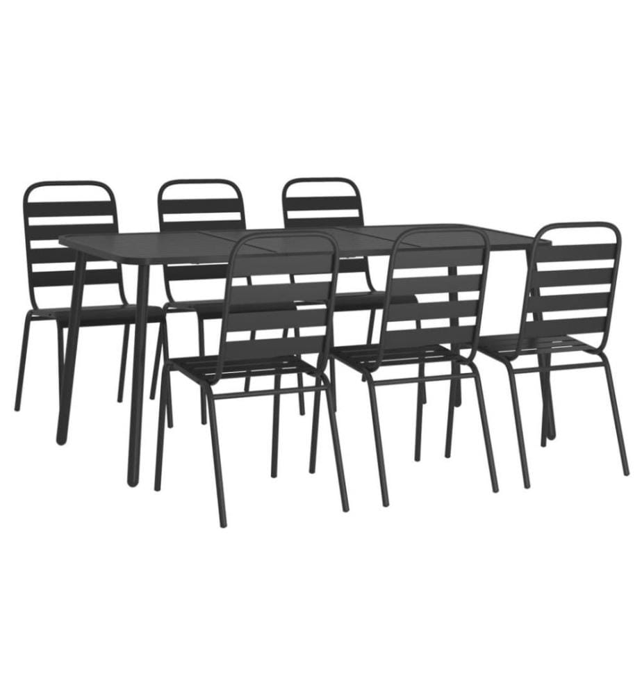 Ensemble de salle à manger de jardin 7 pcs anthracite acier