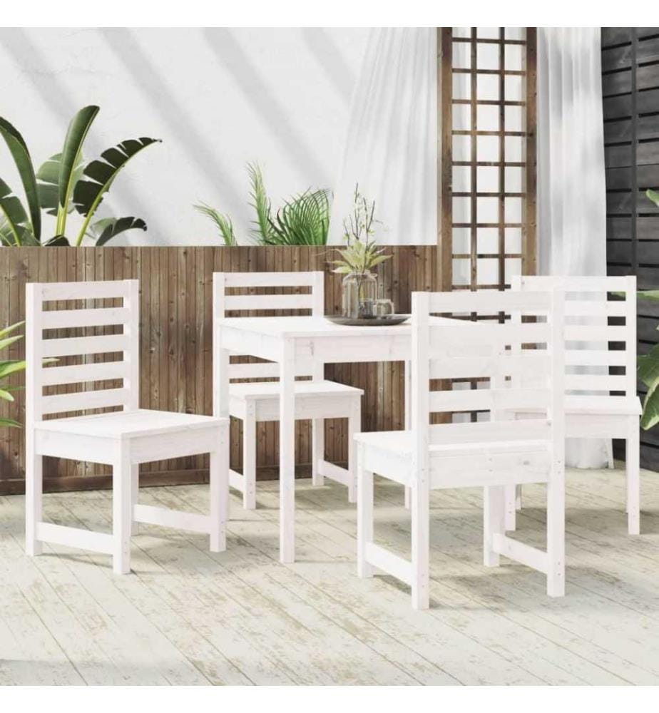 Ensemble à dîner de jardin 5 pcs blanc bois massif de pin