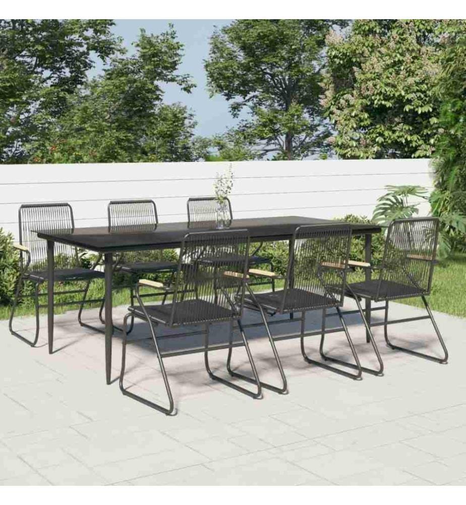 Ensemble à dîner de jardin 7 pcs Noir Rotin PVC
