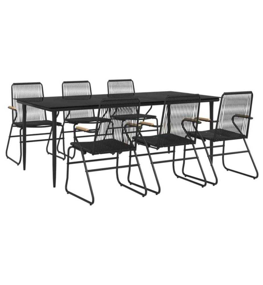Ensemble à dîner de jardin 7 pcs Noir Rotin PVC