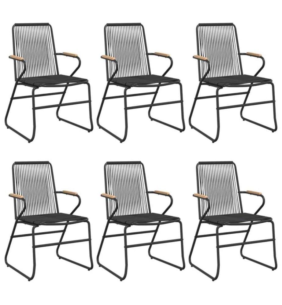 Ensemble à dîner de jardin 7 pcs Noir Rotin PVC