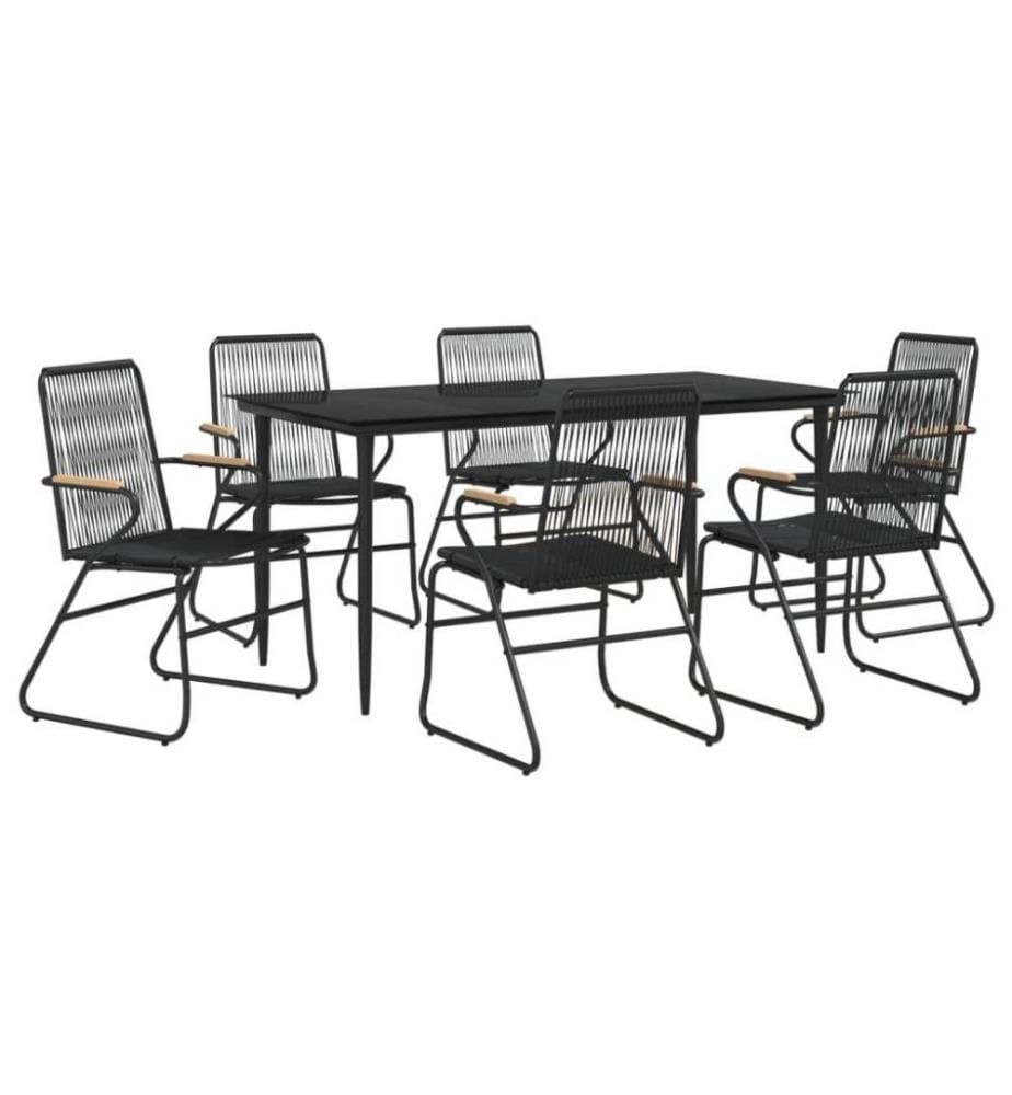 Ensemble à dîner de jardin 7 pcs Noir Rotin PVC