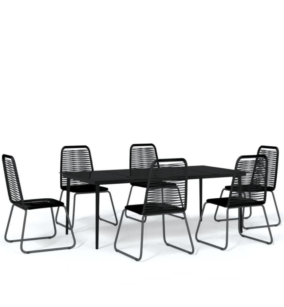 Ensemble de salle à manger de jardin 7 pcs Noir