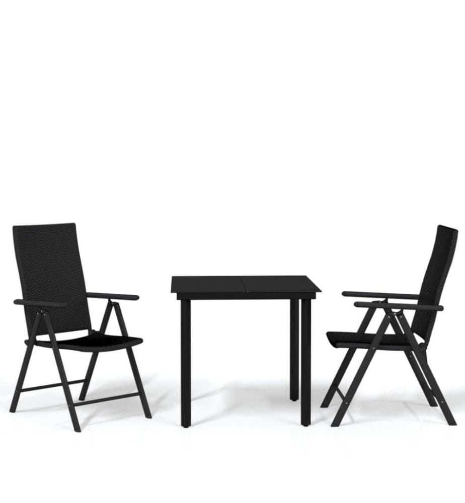 Ensemble de salle à manger de jardin 3 pcs Noir