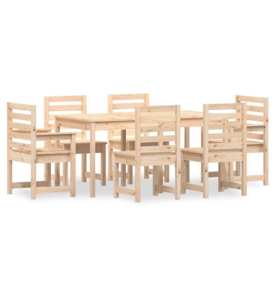Ensemble à dîner de jardin 7 pcs bois massif de pin