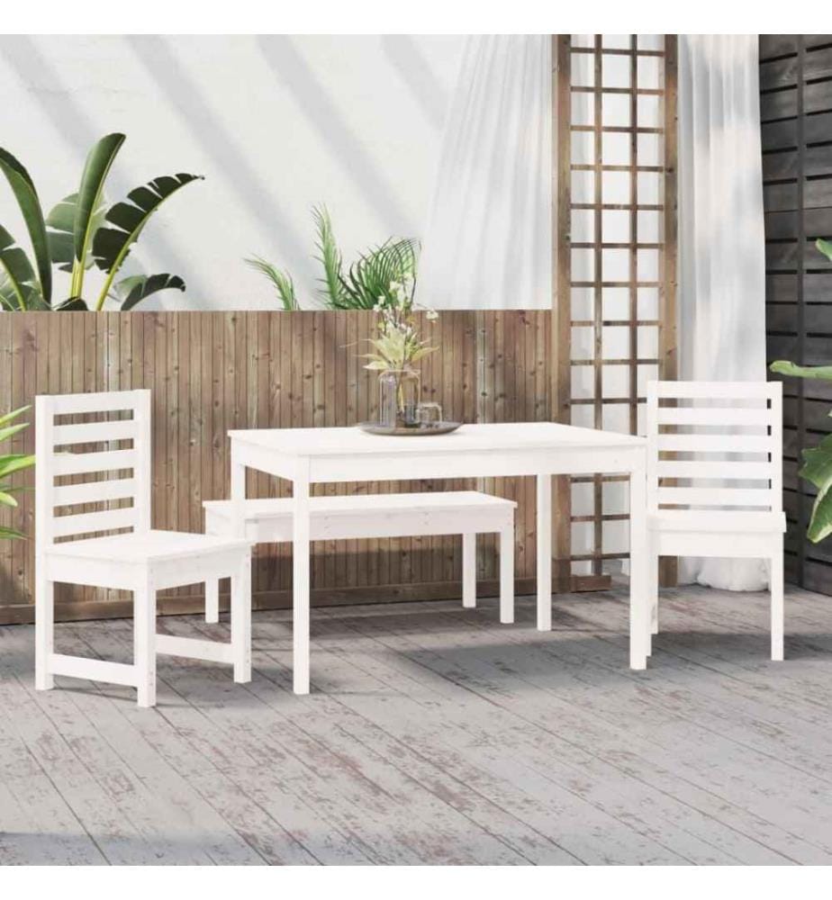 Ensemble à dîner de jardin 4 pcs blanc bois massif de pin