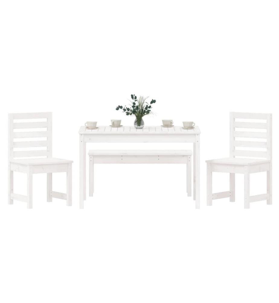 Ensemble à dîner de jardin 4 pcs blanc bois massif de pin