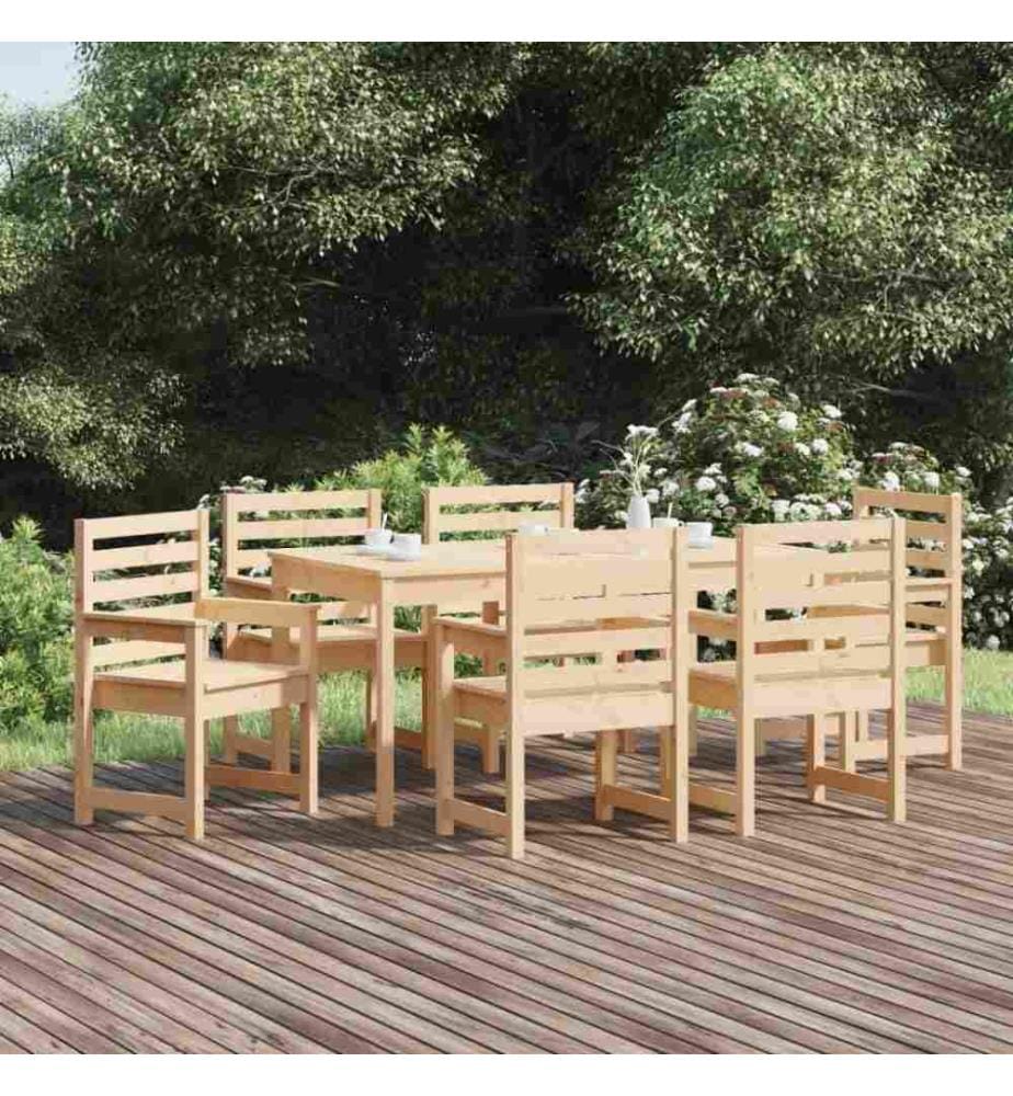 Ensemble à dîner de jardin 7 pcs bois massif de pin