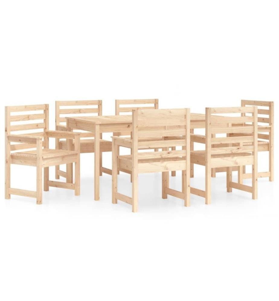 Ensemble à dîner de jardin 7 pcs bois massif de pin