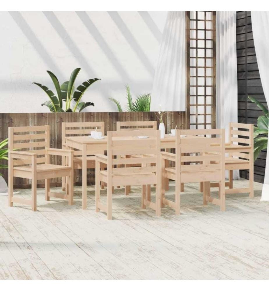 Ensemble à dîner de jardin 7 pcs bois massif de pin