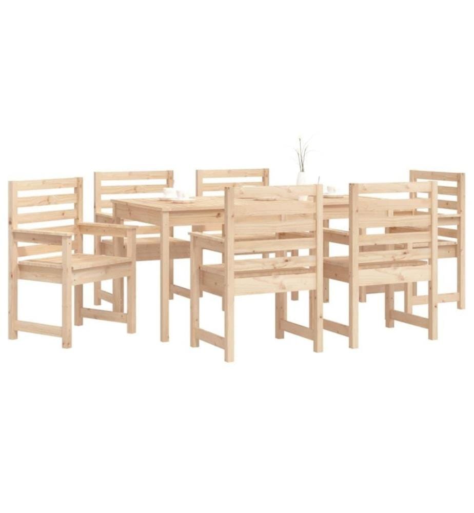 Ensemble à dîner de jardin 7 pcs bois massif de pin