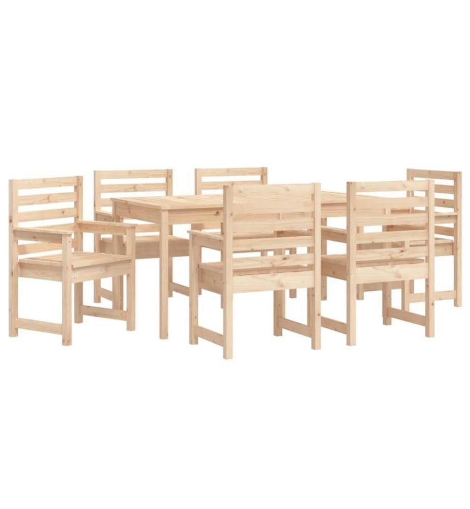 Ensemble à dîner de jardin 7 pcs bois massif de pin