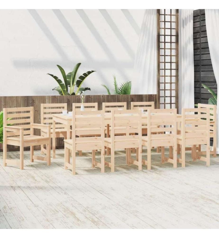 Ensemble à dîner de jardin 11 pcs bois massif de pin