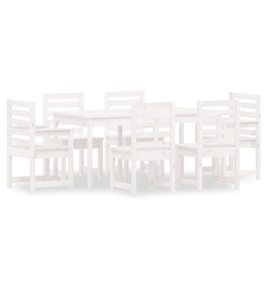 Ensemble à dîner de jardin 7 pcs blanc bois massif de pin
