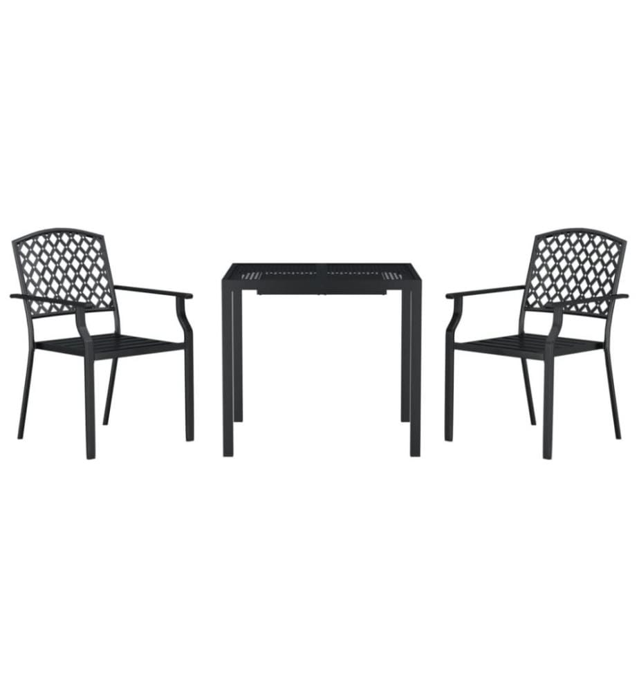 Ensemble de salle à manger de jardin 3 pcs anthracite acier