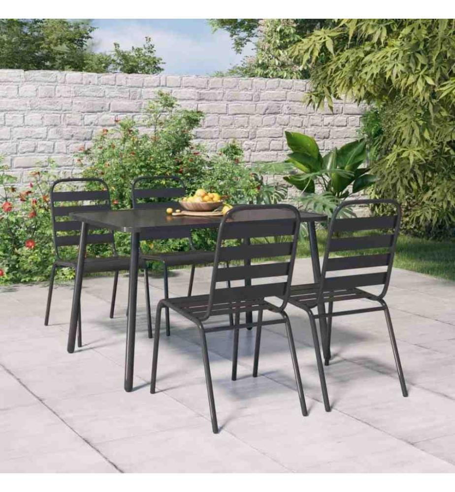 Ensemble de salle à manger de jardin 5 pcs anthracite acier