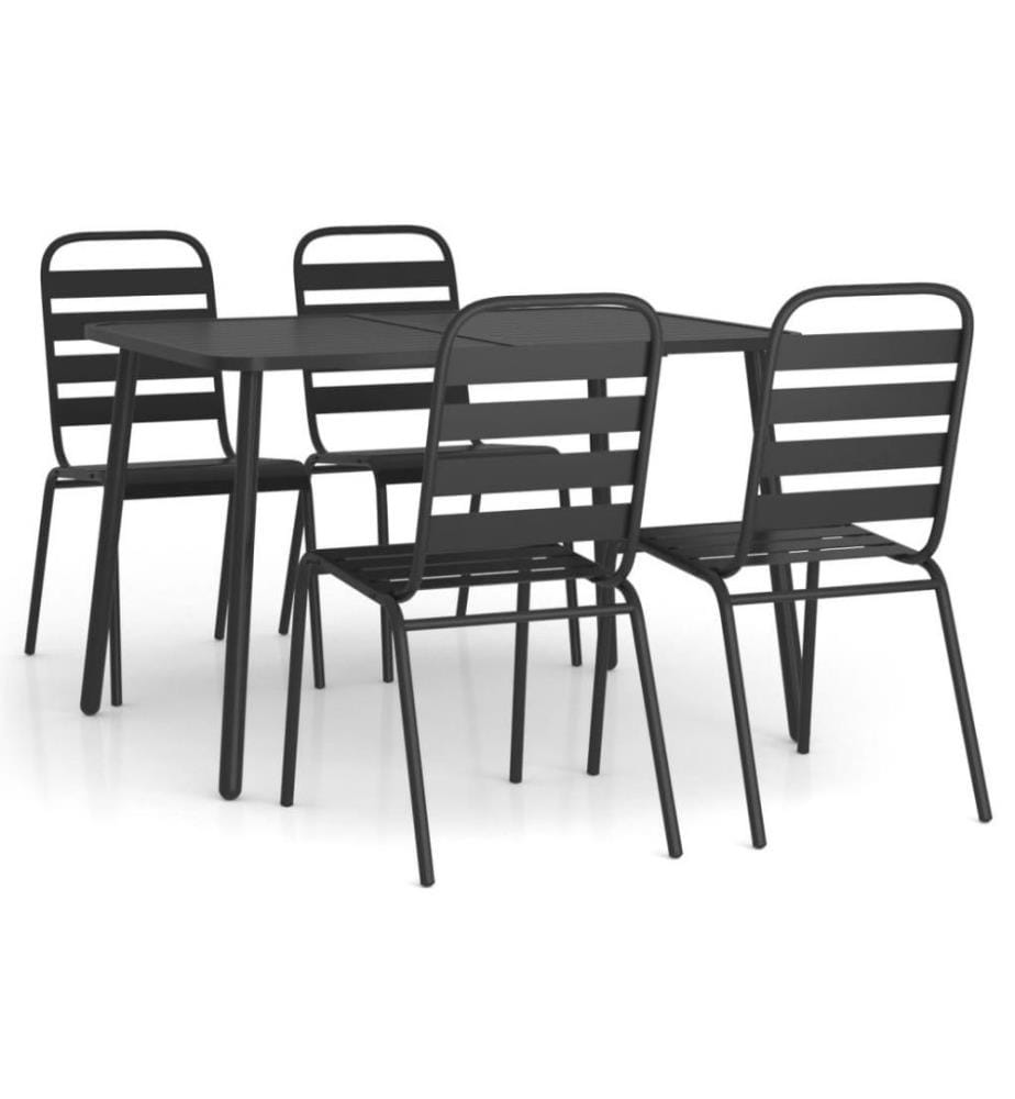 Ensemble de salle à manger de jardin 5 pcs anthracite acier