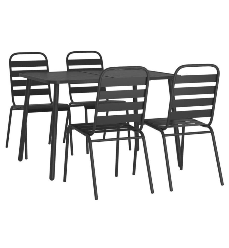 Ensemble de salle à manger de jardin 5 pcs anthracite acier