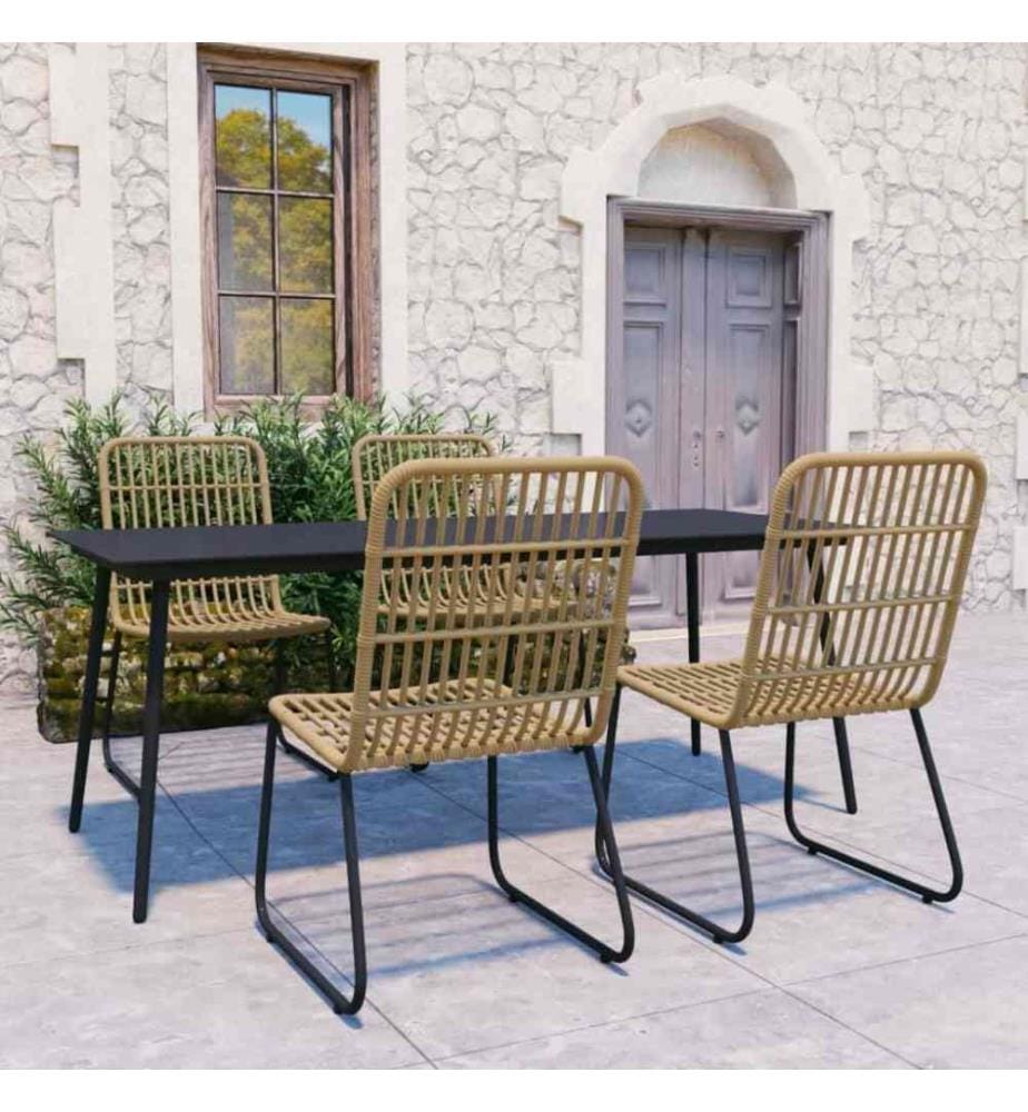5-tlg. Garten-Essgruppe Poly Rattan und Glas