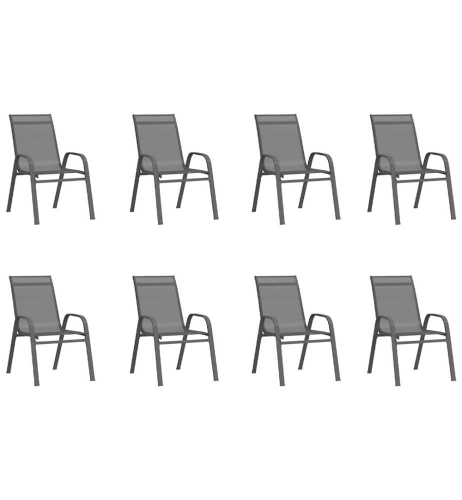 9-tlg. Garten-Essgruppe Grau und Schwarz