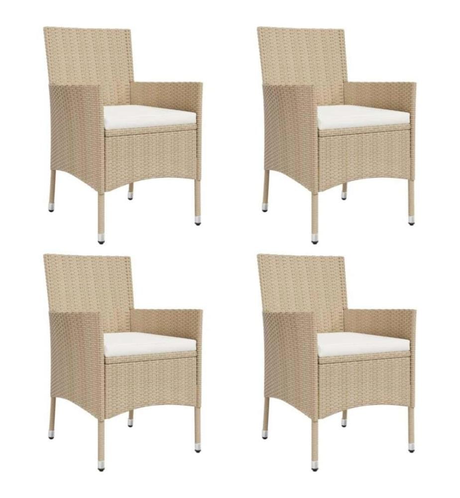 5-tlg. Garten-Essgruppe mit Kissen Beige Poly Rattan