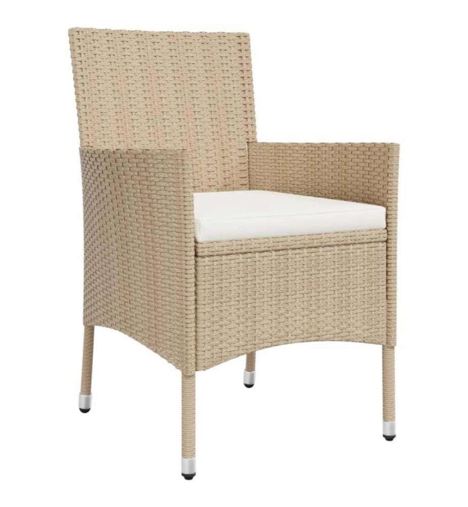 5-tlg. Garten-Essgruppe mit Kissen Beige Poly Rattan