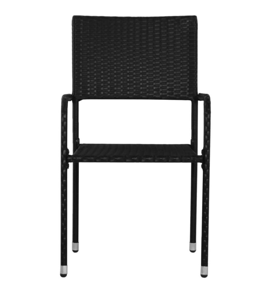 7-tlg. Garten-Essgruppe Poly Rattan Schwarz