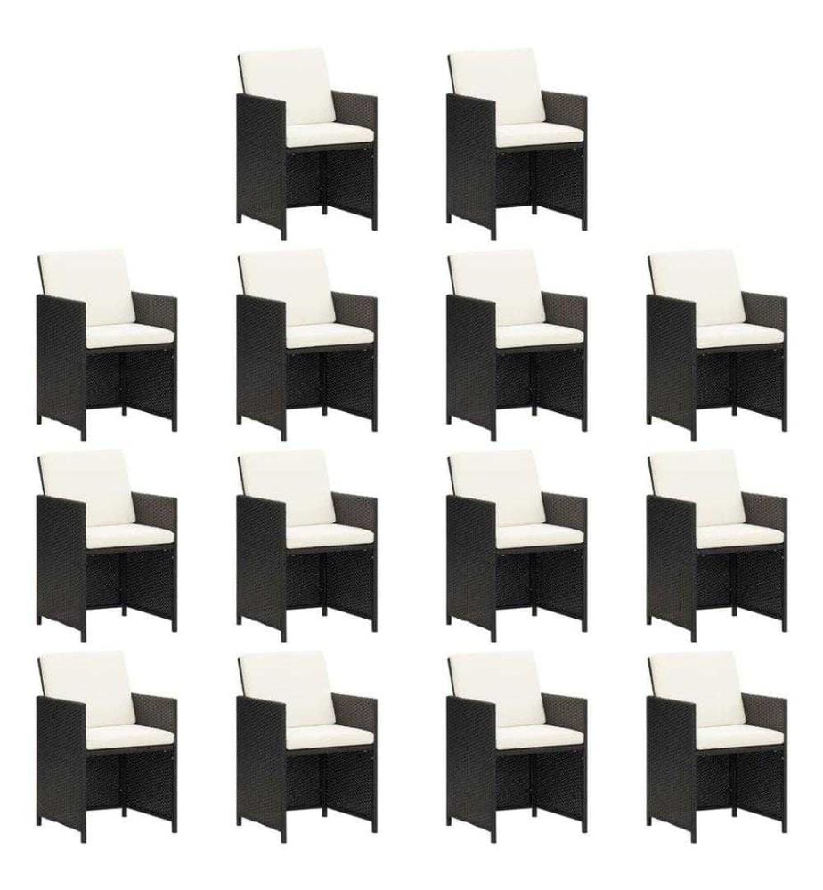 19-tlg. Garten-Essgruppe mit Kissen Schwarz Poly Rattan