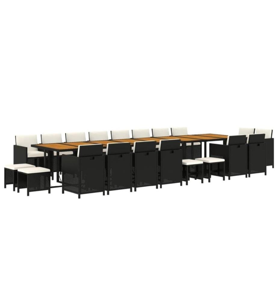 21-tlg. Garten-Essgruppe mit Kissen Schwarz Poly Rattan