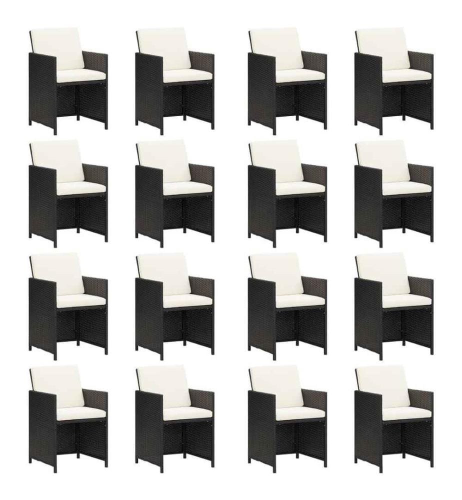 21-tlg. Garten-Essgruppe mit Kissen Schwarz Poly Rattan