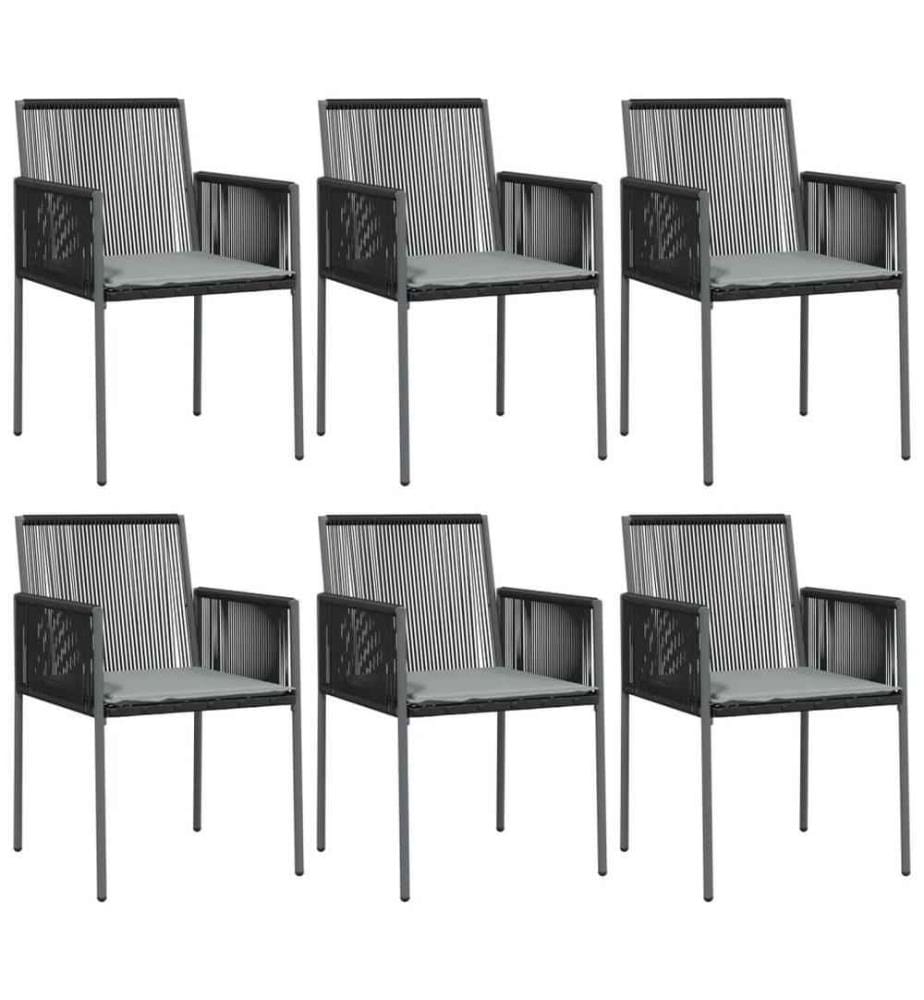 7-tlg. Garten-Essgruppe mit Kissen Schwarz Poly Rattan & Stahl
